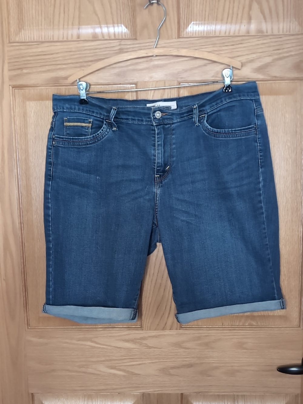 Levi's medium blue denim shorts with contrast stitching